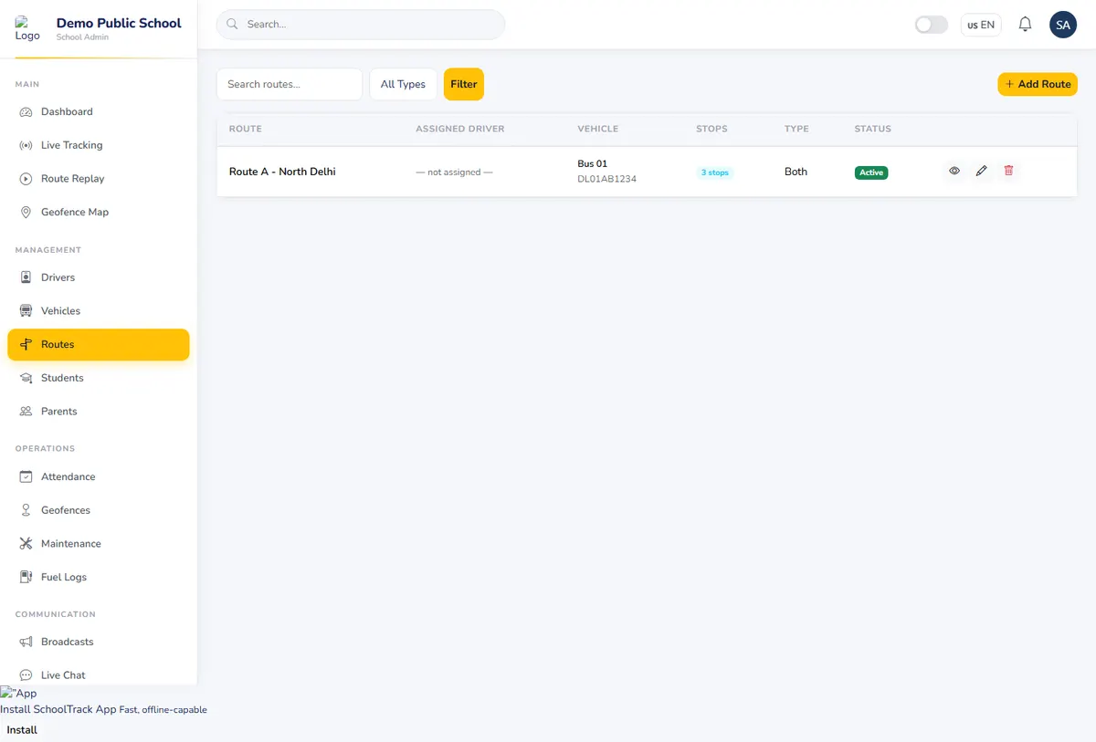 Routes Management