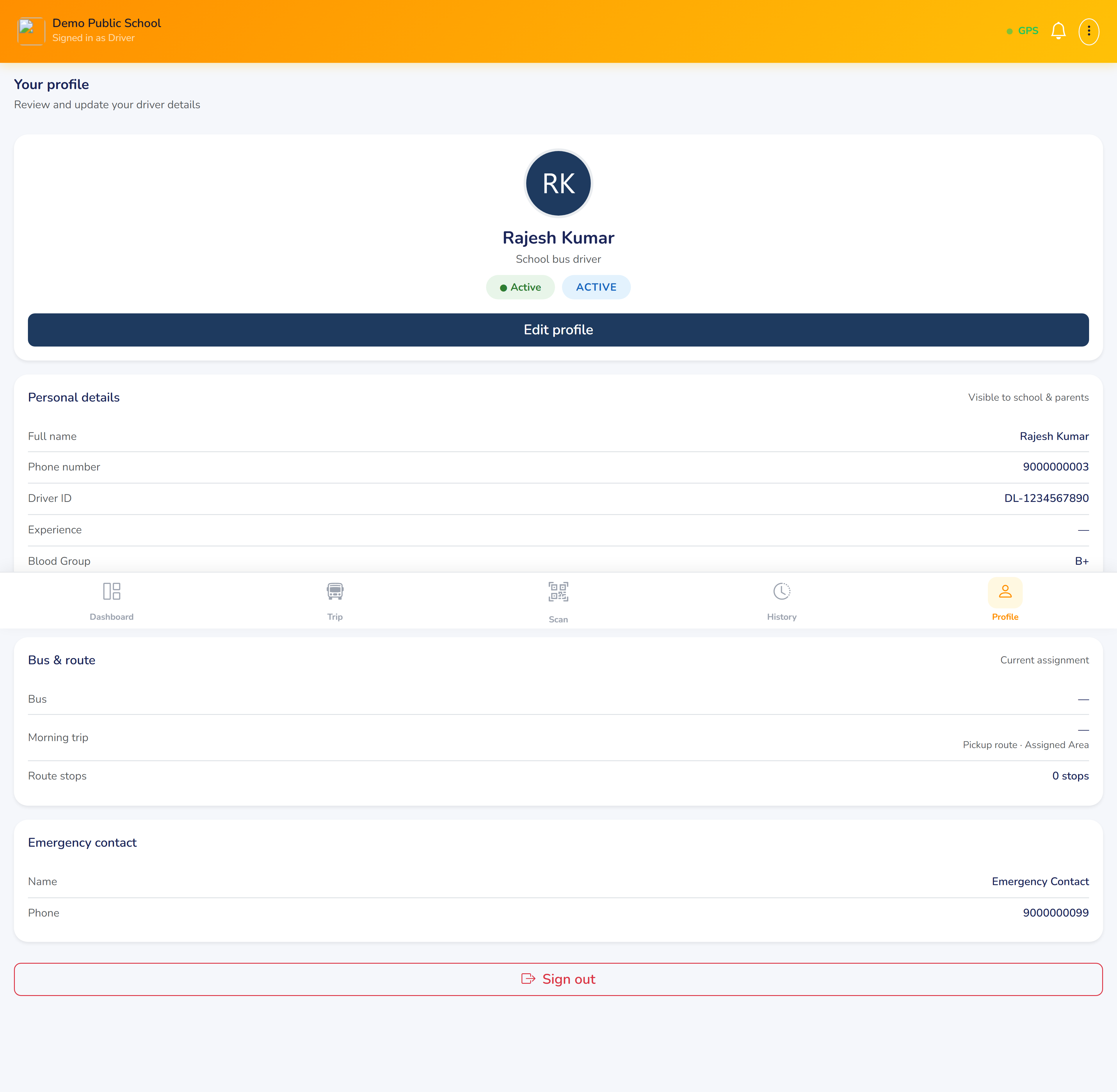 Driver Profile — Rajesh Kumar