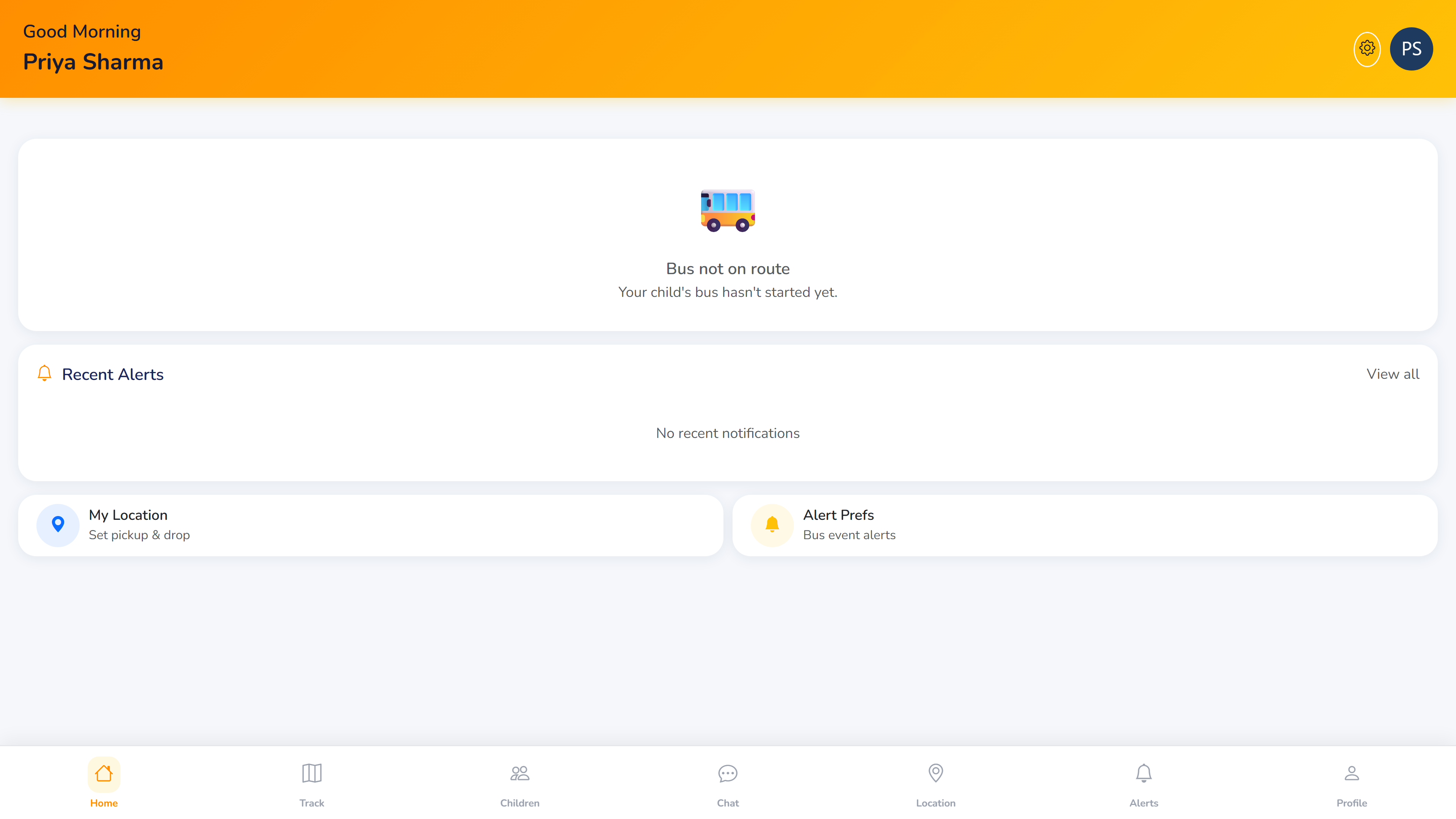 Parent Home — Bus Status