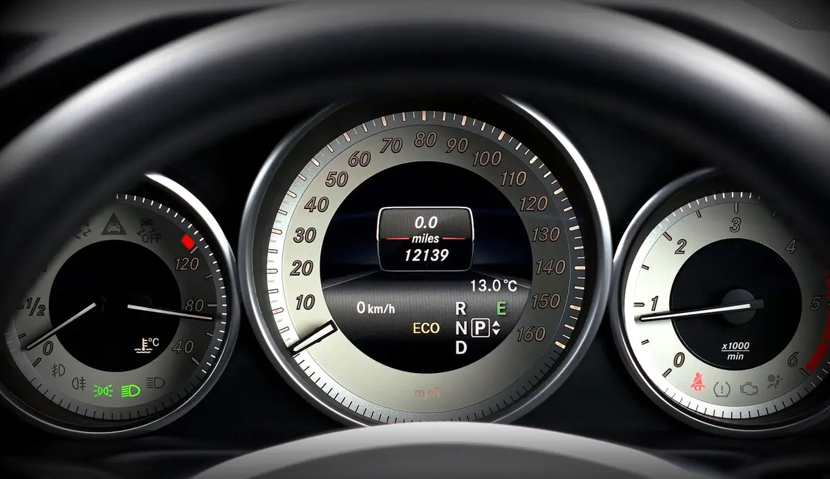 Vehicle speedometer showing driving speed