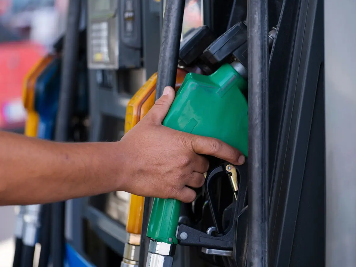 Fuel nozzle at a petrol pump