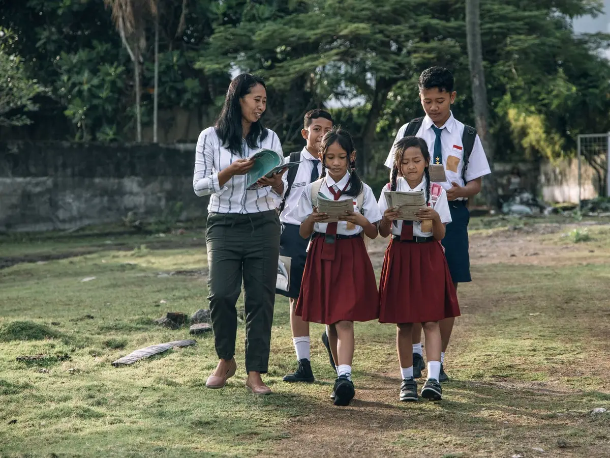 Children walking to school