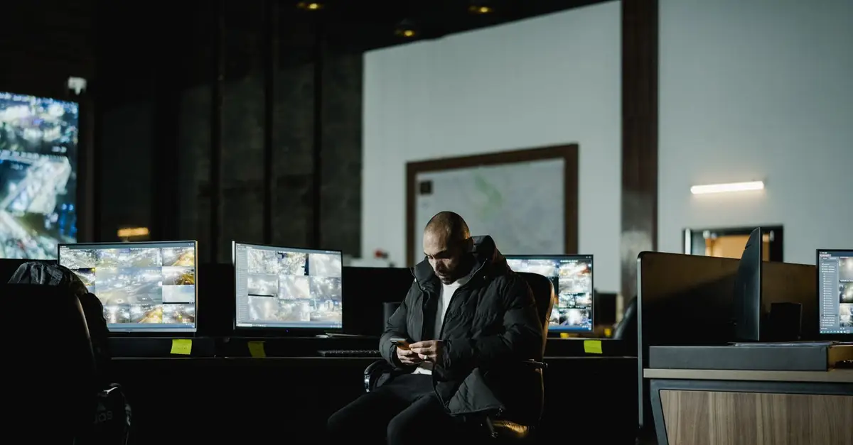 Operator watching monitoring screens