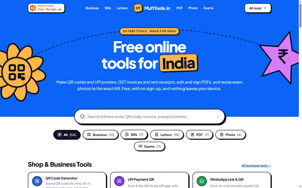 MuftTools — web app by DVM Techno